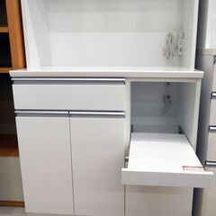 ニトリ NITORI 食器棚 キッチンボード レジューム 90TG-H WH ホワイト 耐震ロック付 /札幌市清田区の画像