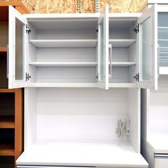 ニトリ NITORI 食器棚 キッチンボード レジューム 90TG-H WH ホワイト 耐震ロック付 /札幌市清田区の画像