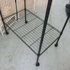 ワードローブ メタルラック キャスター付き ブラウン ハンガーポール付き 茶系 バー2本 棚板2枚 札幌市 西野店の画像