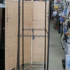 ワードローブ メタルラック キャスター付き ブラウン ハンガーポール付き 茶系 バー2本 棚板2枚 札幌市 西野店の画像