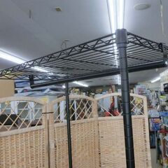 ワードローブ メタルラック キャスター付き ブラウン ハンガーポール付き 茶系 バー2本 棚板2枚 札幌市 西野店の画像