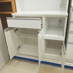 ニトリ NITORI 食器棚 キッチンボード レジューム 90TG-H WH ホワイト 耐震ロック付 /札幌市清田区の画像