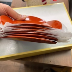 菓子皿　本漆　朱漆　天然木　会津塗の画像