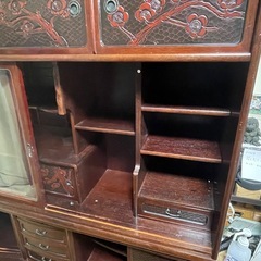 茶タンス 茶箪笥 彫刻 ビンテージ シェルフ 棚　の画像