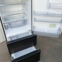 美品■2022年製 アクア 3ドア冷凍冷蔵庫 272L■AQUA AQR-SV27M 3ドア冷蔵庫 旬鮮チルド■中段が冷凍室 2～3人向け冷蔵庫 ウッドブラックの画像