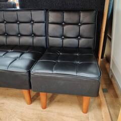 【愛品倶楽部柏店】カウチソファセット ソファ4点セット 黒の画像