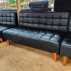 【愛品倶楽部柏店】カウチソファセット ソファ4点セット 黒の画像