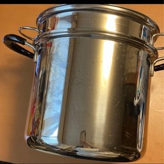 ステンレス パスタ鍋 ザル付き 両側ハンドル IH対応の画像