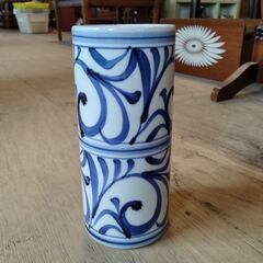 砥部焼 花器 花瓶 フラワーベース 置物　/TJ-2697 2Fの画像