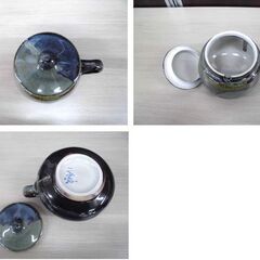 こぶし焼 シュガーポット×1 スティックシュガーポット×1 こぶし窯 伝統工芸 まとめて こぶし焼き 海鼠釉 こぶ志焼 北海道 苫小牧西店の画像