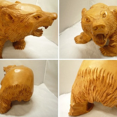 ☆▲木彫り　熊　クマ　怒り熊　木製　置物　オブジェ　伝統工芸　cの画像