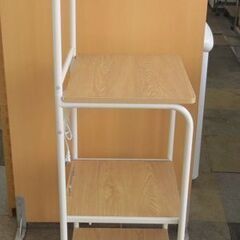 幅48cm8 レンジラック キャスター/コンセント2口付き  高さ141cm ライトブラウン レンジ台 札幌 北20条店の画像