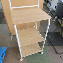 幅48cm8 レンジラック キャスター/コンセント2口付き  高さ141cm ライトブラウン レンジ台 札幌 北20条店の画像