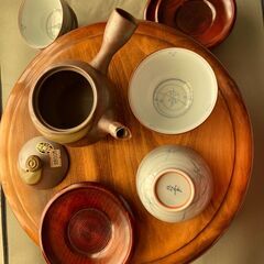 未使用 新品 値札付きの 茶びつ、急須、湯飲み、茶托を、使いませんか？の画像