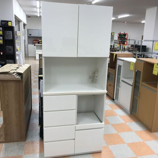 ＼家具＊家電のお店／【ｼﾞｬﾝｸﾞﾙｼﾞｬﾝｸﾞﾙ石川金沢店】キッチンボード ホワイト   W(幅)80×D(奥行き)40×H(高さ)190cm