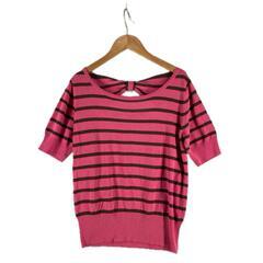 anyFAM エニィファム ボーダー 半袖ニット アクリル/コットン マルチカラー レディース【古着】【中古】の画像