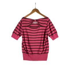 anyFAM エニィファム ボーダー 半袖ニット アクリル/コットン マルチカラー レディース【古着】【中古】の画像