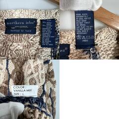 Northern Island ノーザンアイランド ネイティブ柄 長袖ニット コットン ベージュ ユニセックス L【古着】【中古】の画像