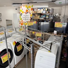 【美品‼️】90cm幅メタルラック ワードローブ ハンガーラック 棚板付き♪の画像