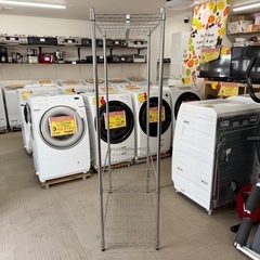 【美品‼️】90cm幅メタルラック ワードローブ ハンガーラック 棚板付き♪の画像