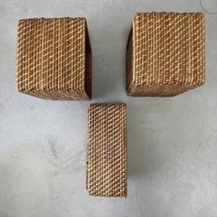 無印良品 重なるラタン長方形バスケット 3個セットの画像