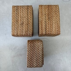 無印良品 重なるラタン長方形バスケット 3個セットの画像