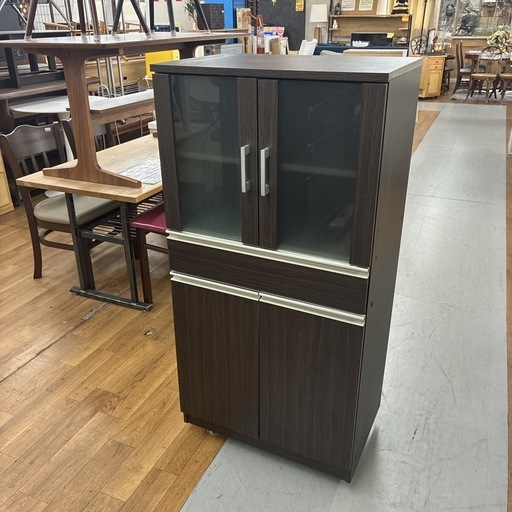 S217 ⭐ レンジ台 食器棚 小型 ブラウン 幅60cm USED