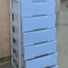 プラチェスト 7段 水色 ウッドトップ 幅約56cm 天板木目調 衣類収納 チェスト たんす タンス 大容量 札幌市 西野店の画像