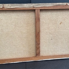 80x40.建物が密集した街並みが描かれた、独特なスタイルの絵画作品です。の画像