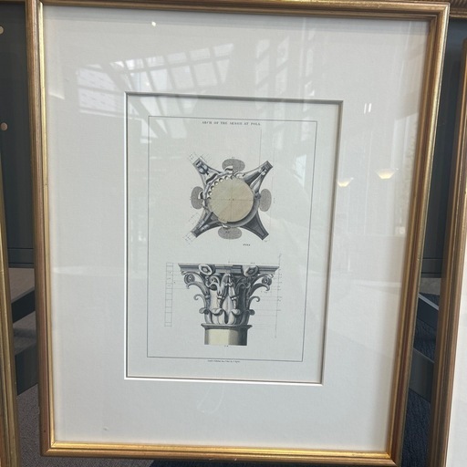 額縁付き絵画3枚セット　建築画50✖️61センチ　おしゃれ　ホテル絵画