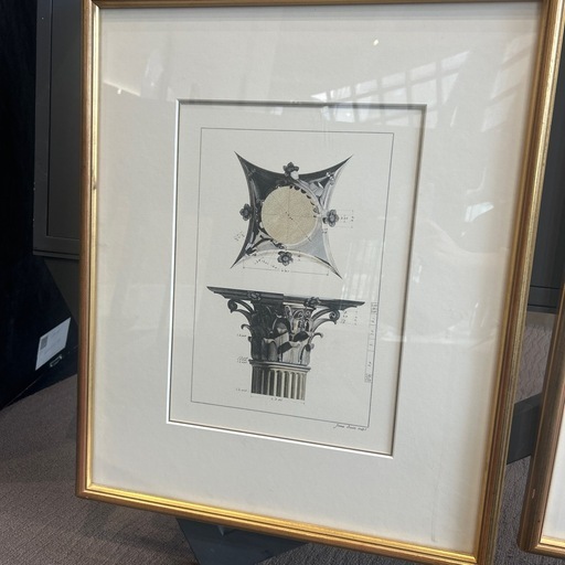 額縁付き絵画3枚セット　建築画50✖️61センチ　おしゃれ　ホテル絵画