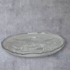 ガラス 大皿 WINTER SCENE クリスマス パーティ 約35.5cm 箱付き 中古品販売の画像