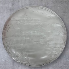 ガラス 大皿 WINTER SCENE クリスマス パーティ 約35.5cm 箱付き 中古品販売の画像