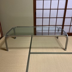 ガラス 金属 長方形 ローテーブルの画像
