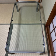 ガラス 金属 長方形 ローテーブルの画像