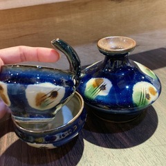 16)やちむん、カラカラ、青の画像