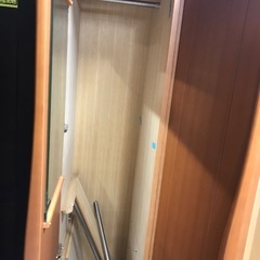 ジャングルジャングル貝塚店　ワードローブ　ブラウン　茶色　3枚扉　鏡　ハンガーポール　高さ調節　中古　貝塚市　二色浜の画像