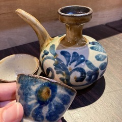 (13)やちむん、カラカラ、青色模様の画像