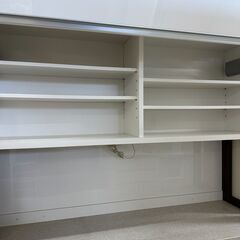 【ジャングルジャングル滋賀草津店】ジモティ来店特価!!　食器棚　ﾎﾜｲﾄ×ﾌﾞﾗｳﾝ　J-251278の画像