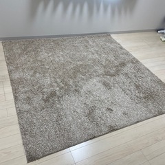 ニトリベージュのカーペット（185×185）＋ニトリ ビーズクッション無料｜非対面OKの画像