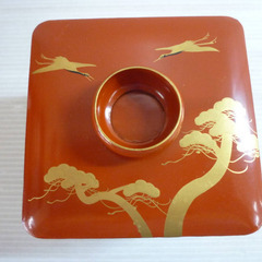 ☆▲　お屠蘇　屠蘇器　酒器　銚子　盃台　漆器　松　鶴　お正月　fの画像