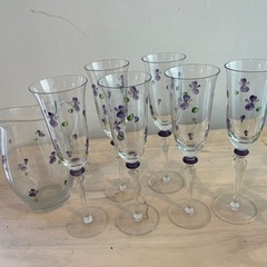クリスタル　シャンパングラスセット　スミレの画像