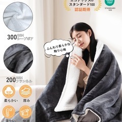 新品　電気毛布 セミダブル 190×130cm 速暖 タイマー 厚手フランネル グレー ブランケット 節電 省エネ 大判の画像
