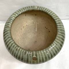 訳アリ品！売切りセール！陶器製 手あぶり火鉢 直径約37cm 高さ約27cm 五徳 火箸 付属 古道具 古民家 骨董 Cの画像