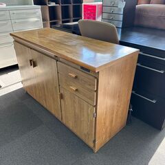店頭引き渡し 中古 カウンターワゴン オーク キッチン収納 食器棚 家具の画像