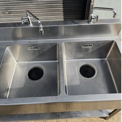 高年式 マルゼン ステンレス製 2槽シンク 水切り台付 BSM2-156L 流し台 シンク 横150cm 奥行き60cmの画像