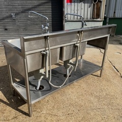 高年式 マルゼン ステンレス製 2槽シンク 水切り台付 BSM2-156L 流し台 シンク 横150cm 奥行き60cmの画像