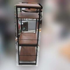 ニトリ シェルフ 4段 幅59×奥行40×高さ123cm ファルシリーズ スライドトレー付き ミドルブラウン 収納棚 収納家具 NITORI 苫小牧西店の画像