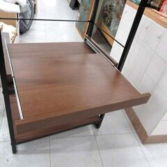 ニトリ シェルフ 4段 幅59×奥行40×高さ123cm ファルシリーズ スライドトレー付き ミドルブラウン 収納棚 収納家具 NITORI 苫小牧西店の画像