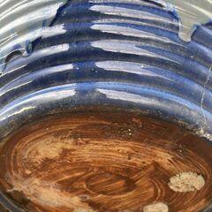 【★引き取り限定】 火鉢 青緑色 陶器製 プランター メダカ鉢 水鉢 古民具 昭和レトロの画像